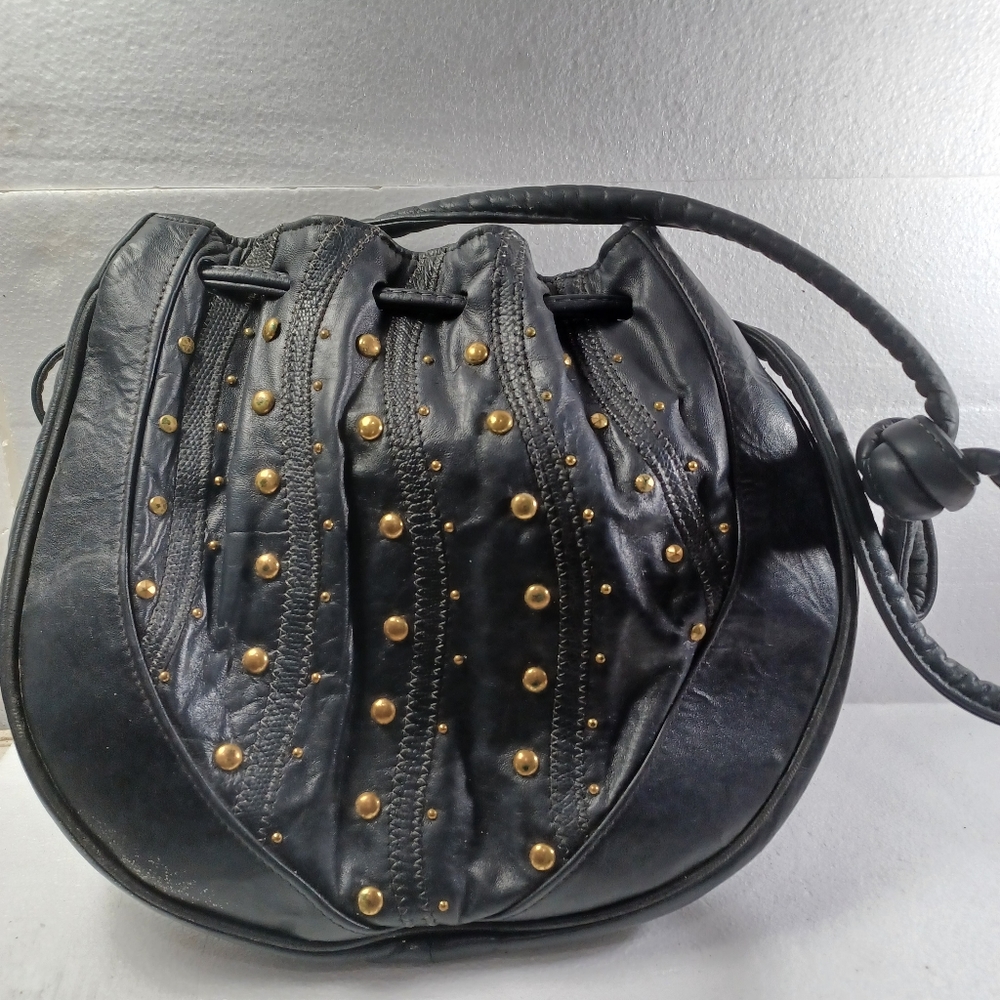 Samir Vintage 80s Black Leather  Hand Shoulder Crossbody Bag condition is pre-ow